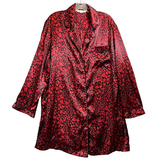Cacique Size 14 Night Shirt Nightgown Pocket Hearts Loungewear Romantic - Picture 1 of 10